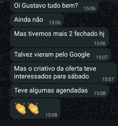 Conversa real de cliente da De Lucca Marketing