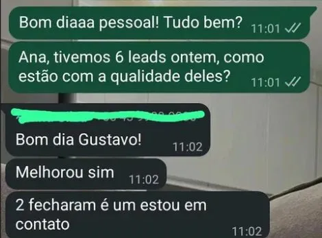 Conversa real de cliente da De Lucca Marketing